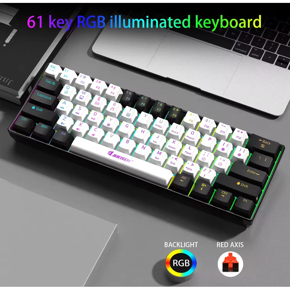 Jertech Keyboard JERTECH JK540 Wired Gaming Mechanical Keyboard - White & Black ...